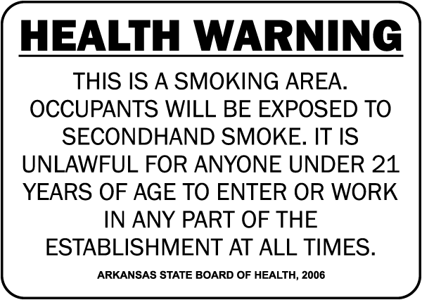 Arkansas This Is a Smoking Area Sign