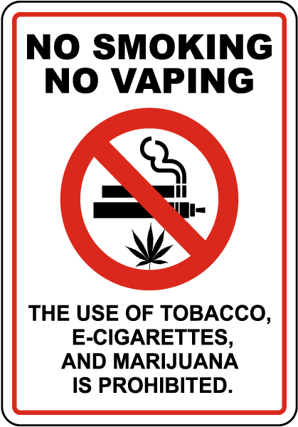California No Smoking or Vaping Sign