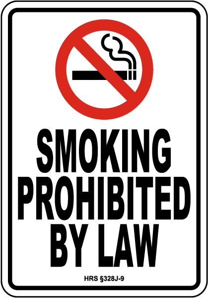 Hawaii Smoking Prohibited by Law Sign