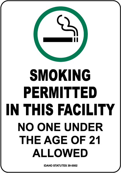Idaho Smoking Permitted in This Facility Sign
