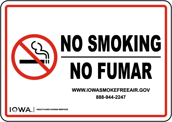 Bilingual Iowa No Smoking Sign