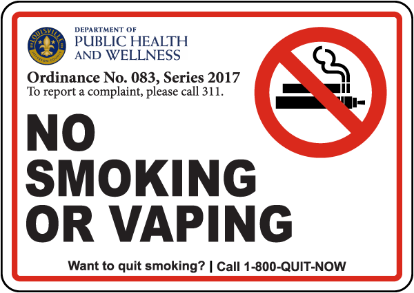 Kentucky No Smoking or Vaping Sign