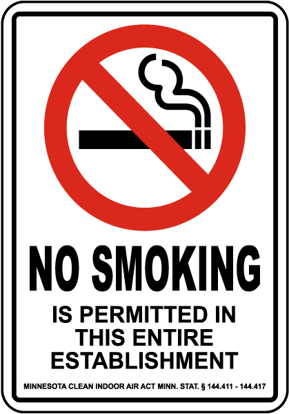 Minnesota No Smoking Permitted in This Establishment Sign