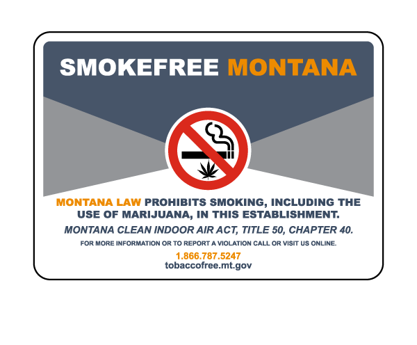 Montana Smoke Free Sign