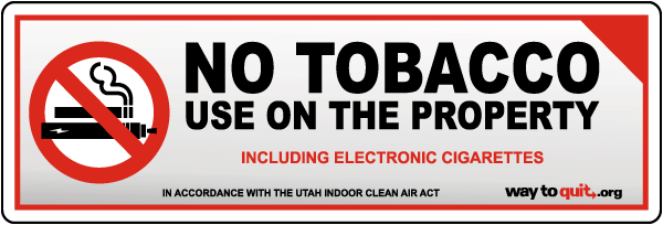 Utah No Tobacco Use on This Property Label