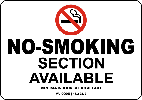Virginia No Smoking Section Available Sign