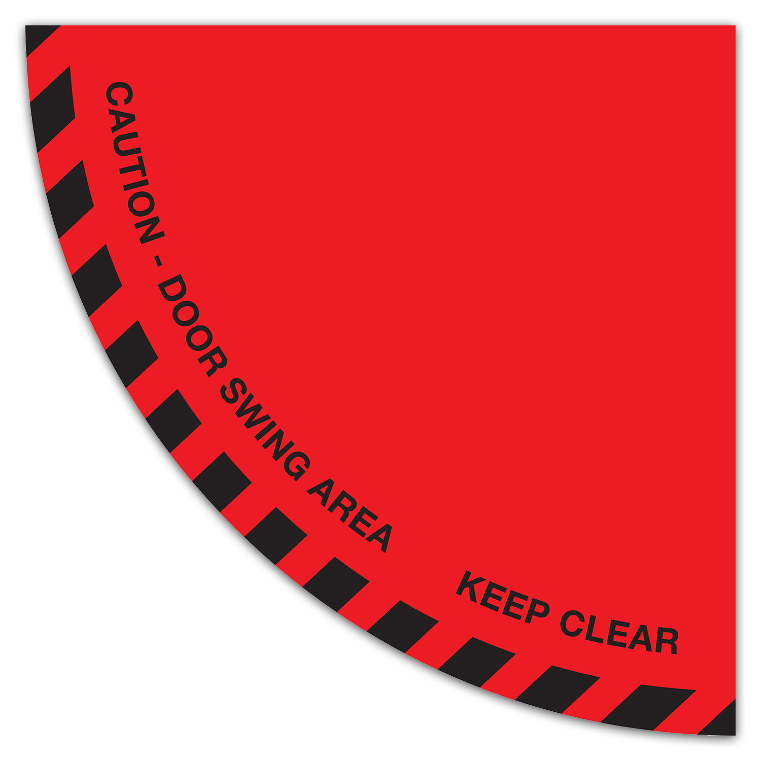 Red Caution Door Swing Area Mighty Line Floor Sign