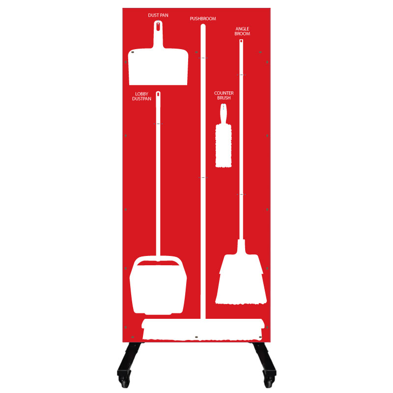 Clean and Sweep 5S Dry Mobile Shadow Board Red/White