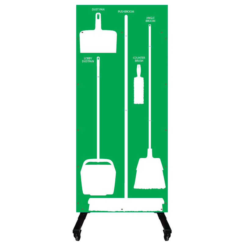 Clean and Sweep 5S Dry Mobile Shadow Board Green/White