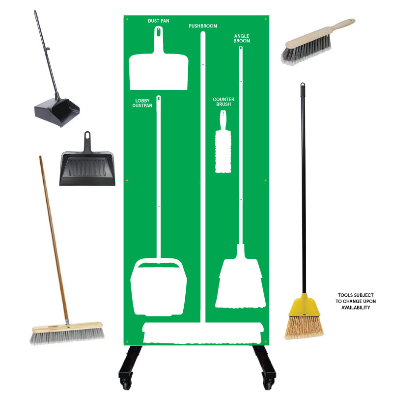 Clean and Sweep Tools 5S Dry Mobile Shadow Board Green/White
