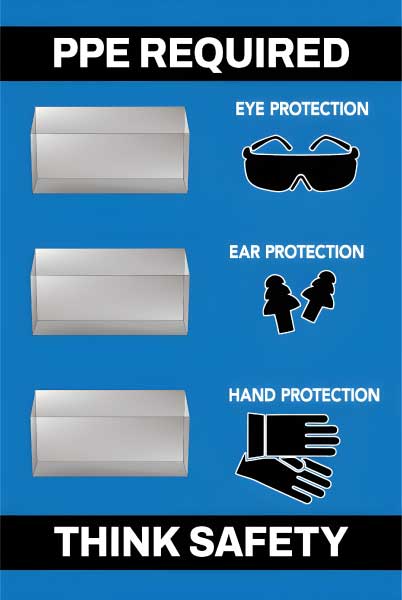 PPE Required 5S Shadow Board - Eye, Ear and Hand Protection