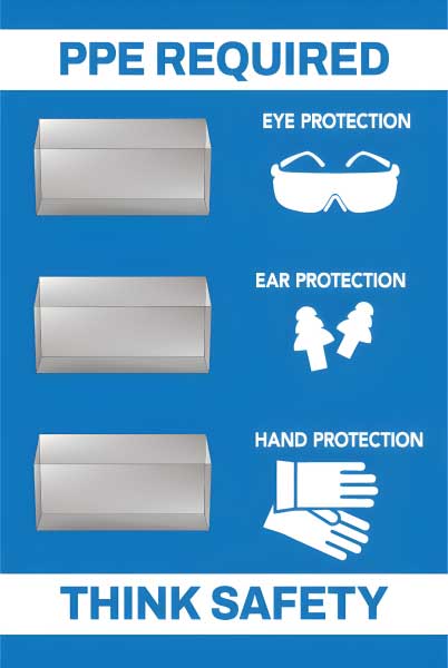 PPE Required 5S Shadow Board - Eye, Ear and Hand Protection