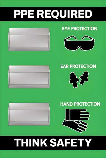 PPE Required 5S Shadow Board - Eye, Ear and Hand Protection