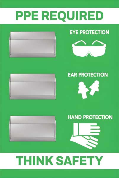 PPE Required 5S Shadow Board - Eye, Ear and Hand Protection