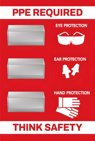 PPE Required 5S Shadow Board - Eye, Ear and Hand Protection