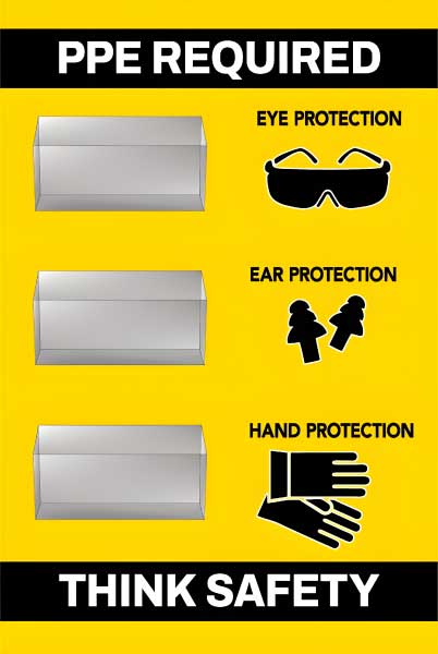 PPE Required 5S Shadow Board - Eye, Ear and Hand Protection
