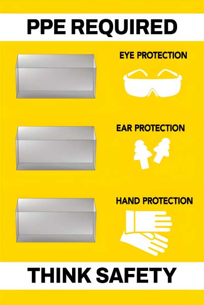 PPE Required 5S Shadow Board - Eye, Ear and Hand Protection