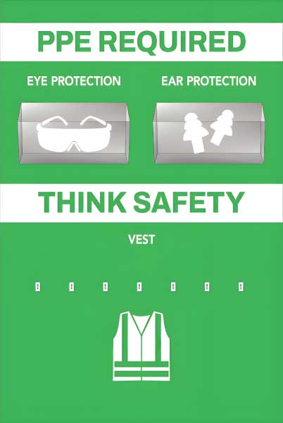 PPE Required 5S Shadow Board - Eye, Ear Protection and Vest