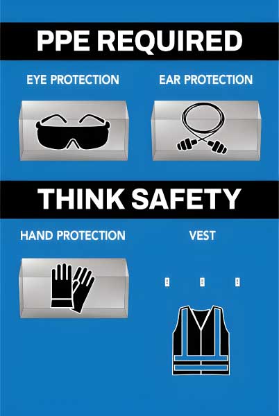PPE Required 5S Shadow Board - Eye, Ear, Hand Protection and Vest