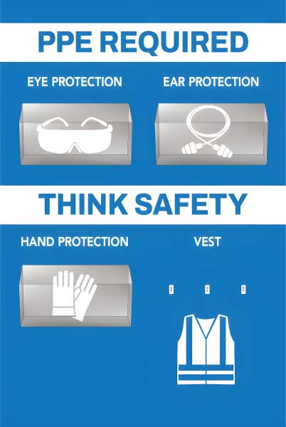 PPE Required 5S Shadow Board - Eye, Ear, Hand Protection and Vest