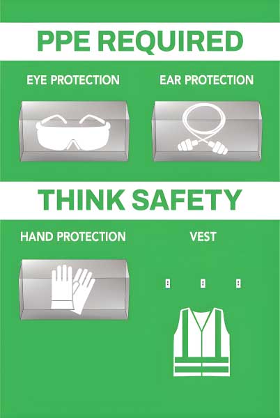 PPE Required 5S Shadow Board - Eye, Ear, Hand Protection and Vest