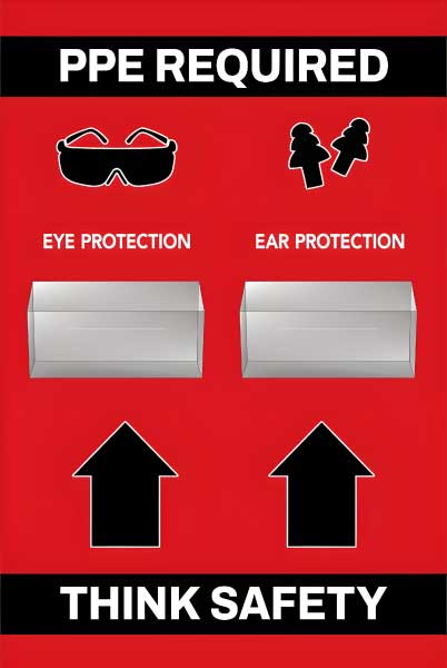 PPE Required 5S Shadow Board - Eye and Ear Protection