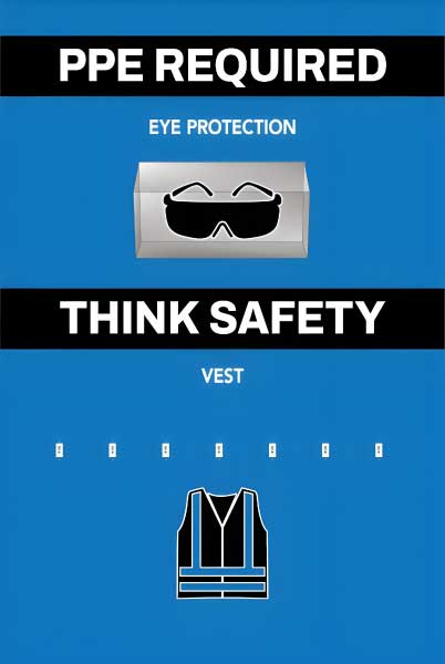 PPE Required 5S Shadow Board - Eye Protection and Vest
