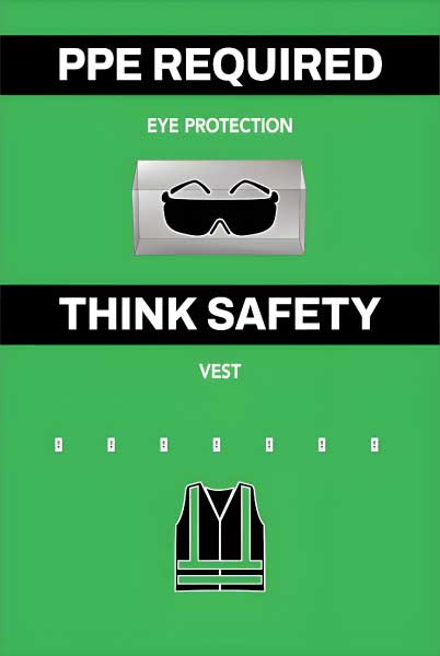 PPE Required 5S Shadow Board - Eye Protection and Vest