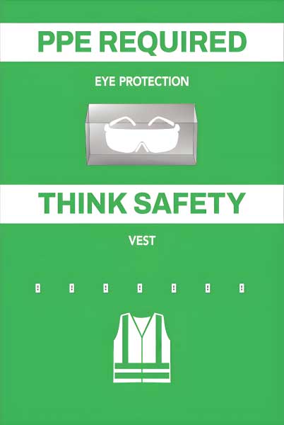 PPE Required 5S Shadow Board - Eye Protection and Vest