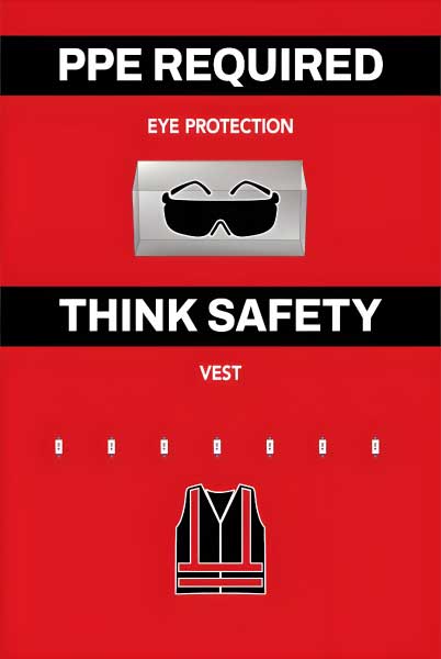 PPE Required 5S Shadow Board - Eye Protection and Vest