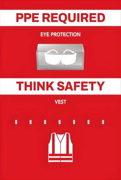 PPE Required 5S Shadow Board - Eye Protection and Vest