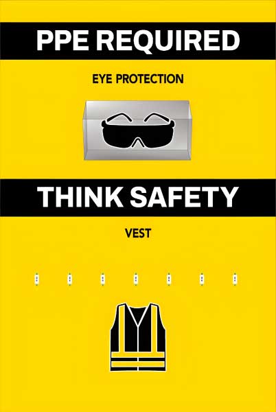PPE Required 5S Shadow Board - Eye Protection and Vest