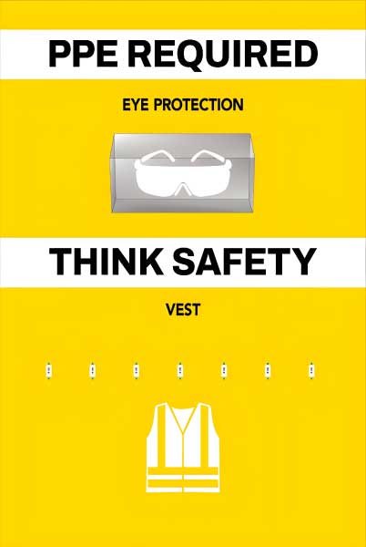 PPE Required 5S Shadow Board - Eye Protection and Vest