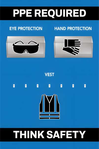 PPE Required 5S Shadow Board - Eye, Hand Protection and Vest
