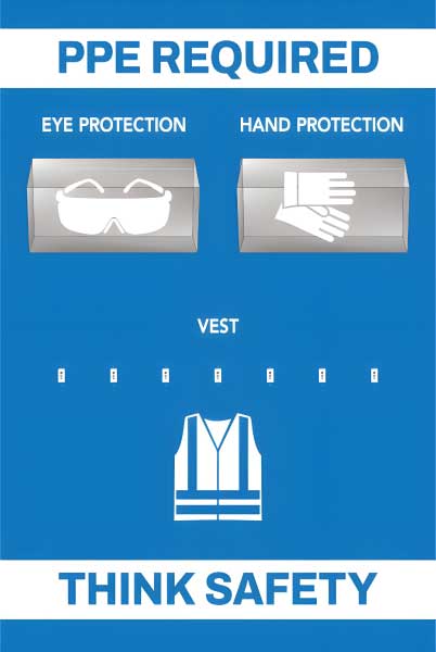 PPE Required 5S Shadow Board - Eye, Hand Protection and Vest