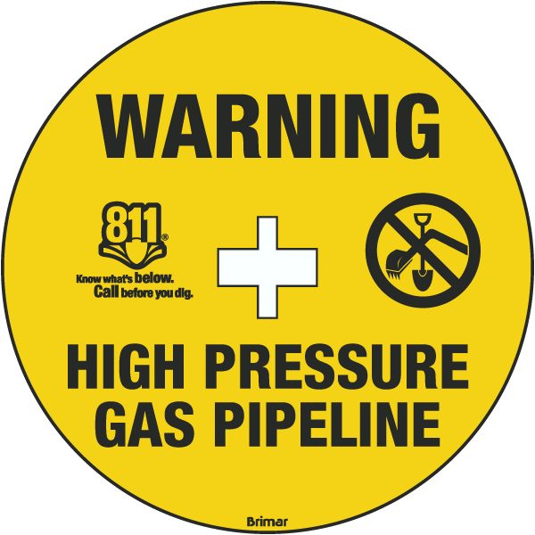 Warning High Pressure Gas Pipeline Soil Marker