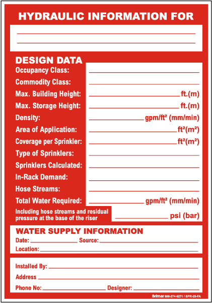 Hydraulic Information Design Data Sign