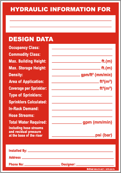 Hydraulic Information Design Data Sign