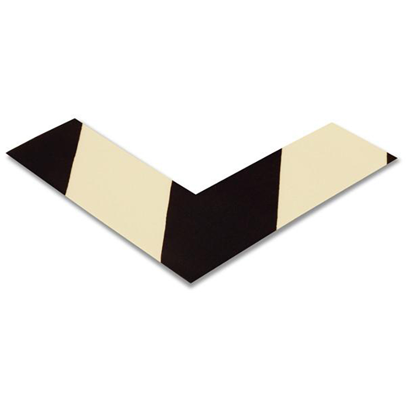 2" Solid White with Black Chevrons Angle Mighty Line Safety Floor Tape