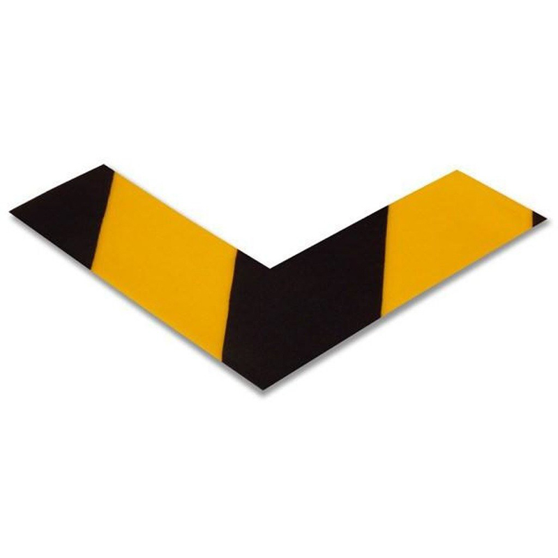 2" Solid Yellow with Black Chevrons Angle Mighty Line Safety Floor Tape