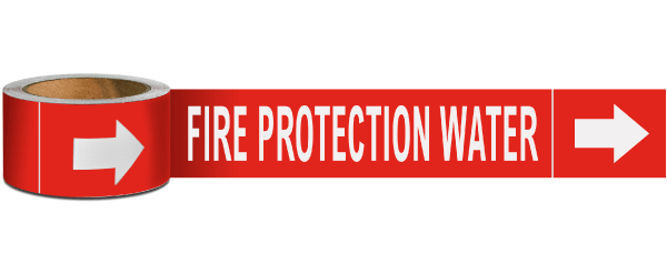 Fire Protection Water Label on a Roll