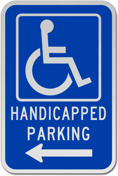Handicapped Parking Sign (Left Arrow)