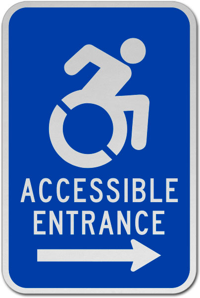Accessible Entrance Sign (Right Arrow)
