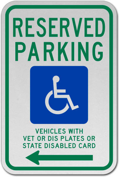 Wisconsin Reserved Parking Sign (Left Arrow)