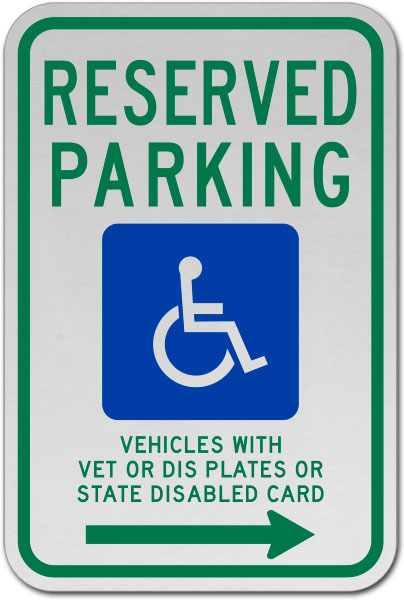 Wisconsin Reserved Parking Sign (Right Arrow)