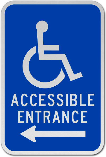 Accessible Entrance Sign (Left Arrow)