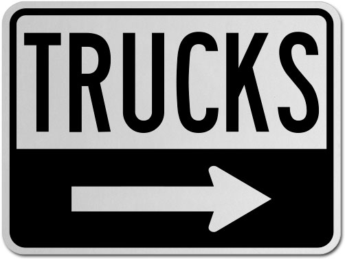 Trucks (Right Arrow) Sign