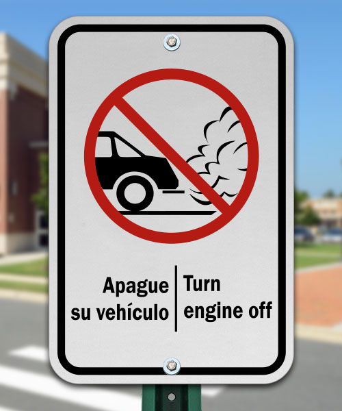 Bilingual Turn Engine Off Sign