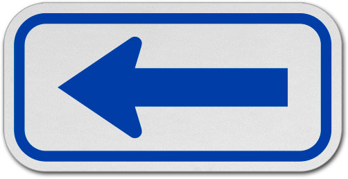 White Blue Single Arrow Sign