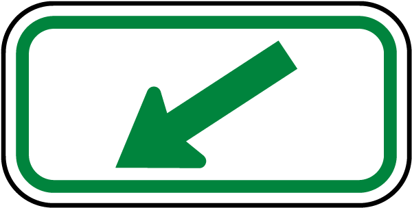 Green Diagonal Left Arrow Sign